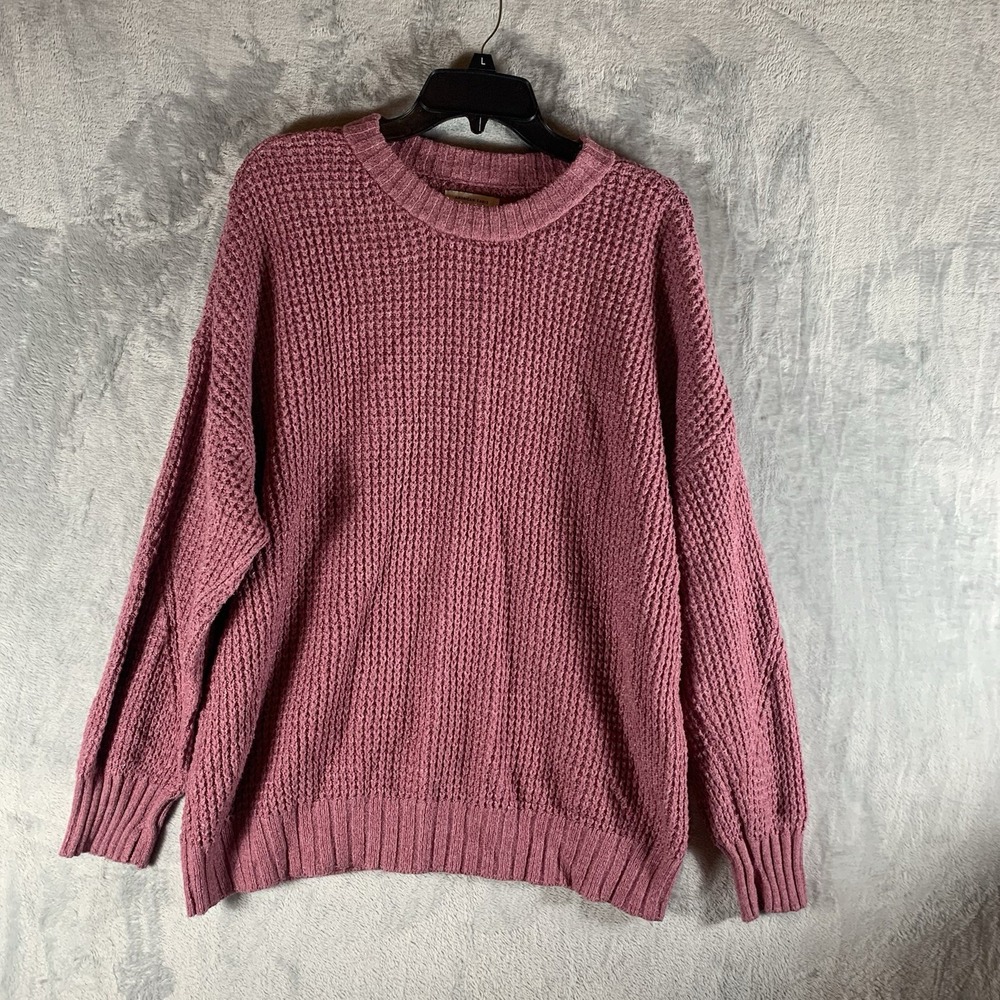 American Eagle Unisex Women's Men's Sweater Open Knit Pink Crew Neck‎ Oversized